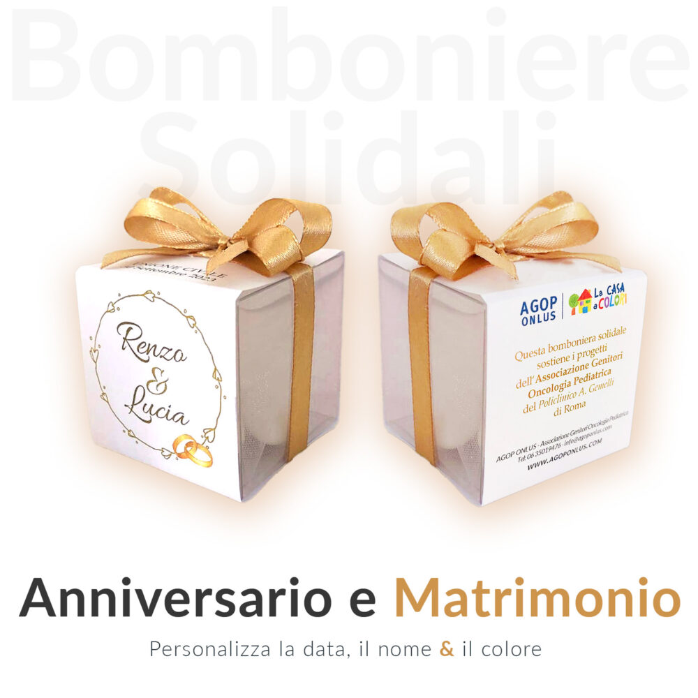 Scatolina porta confetti matrimonio e anniversario - Bomboniere Solidali