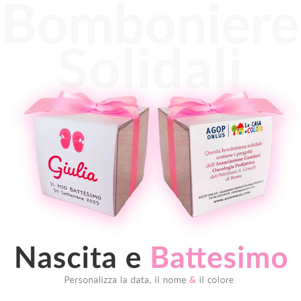 Scatolina porta confetti nascita e battesimo - Bomboniere Solidali